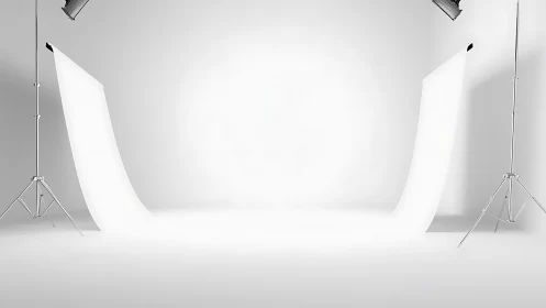 White seamless photo studio backdrop with soft key lighting.