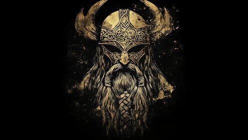 Viking helmet illustration presents frontal horned design