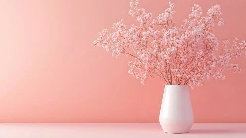 Soft coral baby’s breath bouquet in a quiet blush universe.