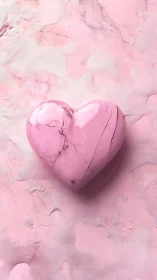 Marbled candy heart resting on a dreamy pink stone hush.