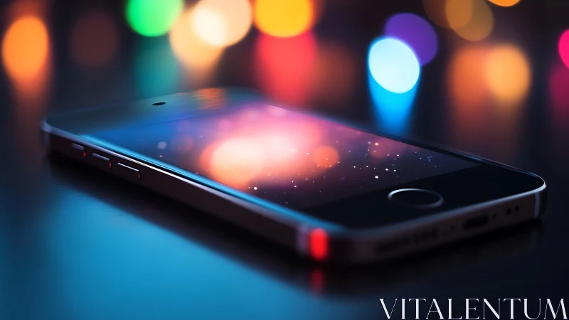 Dreamy smartphone glow against soft city light bokeh.