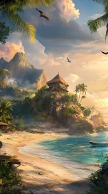 Tropical Coastal Architecture with Mountain Landscape