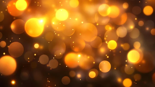 Glowing golden bokeh lights abstract background with soft focus.