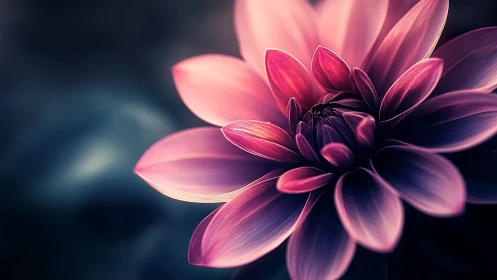 Luminous Dahlia Bloom Against Deep Shadows.