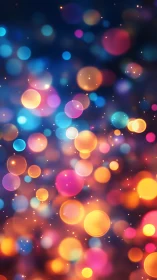 Glow of colorful bokeh lights in a dreamy night sky.