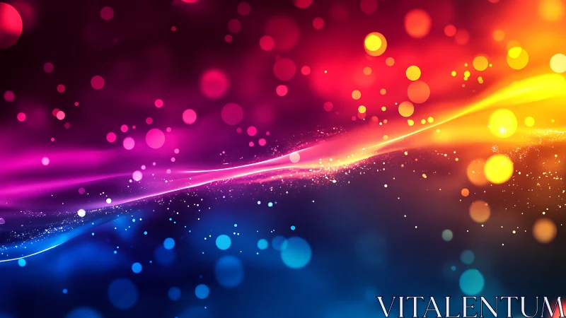 Multicolor light streaks with bokeh particles on gradient spectrum