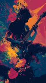 Electric guitar dreamscape bursting with neon color energy.