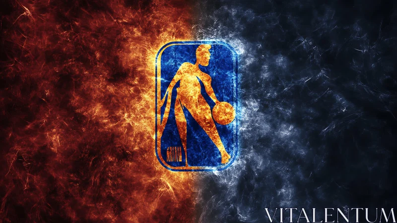 Blazing baller strides through fire and ice cosmic court.