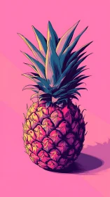 Stylized pineapple illustration on flat pink background.