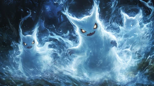 Spectral entities in blue nocturnal forest environment.