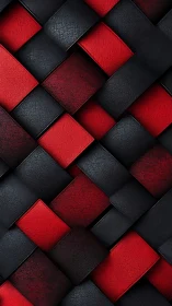 Red black woven leather pattern with bold geometric depth.