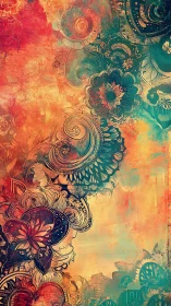 Layered floral mandala forms in warm and cool gradients.