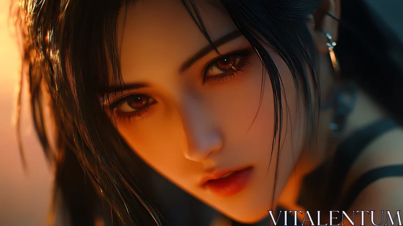 Soft sunset glow around a thoughtful anime heroine&rsquo;s gaze.