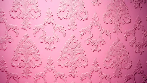 Playful pink damask pattern with softly raised textures.