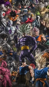 Epic anime warriors clash in a storm of cosmic battle energy