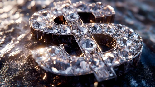 Sparkling Diamond Dollar Sign in Luxurious Macro Closeup Style.