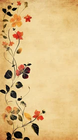 Vintage floral border on textured parchment background.