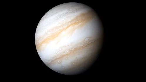 Gas giant planet renders swirling cream and ochre clouds