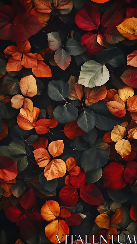 Digital botanical tapestry of layered autumn foliage study.