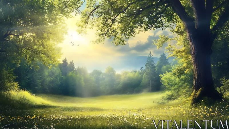 Forest Meadow Clearing at Golden Hour.