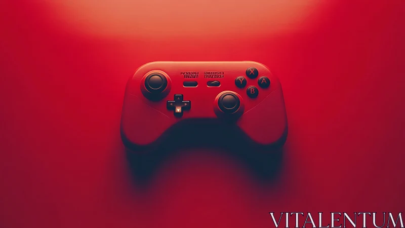 Red Gaming Controller with Dual Analog Joysticks on Monochromatic Background