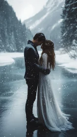 Couple in Snow-Covered Mountain Setting