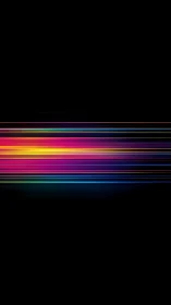 Horizontal neon spectrum lines traverse black negative space cleanly