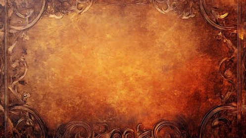 Ornate vintage frame glows with warm textured copper light