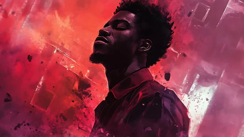 Crimson daydreamer drifting through painted thunderlight.