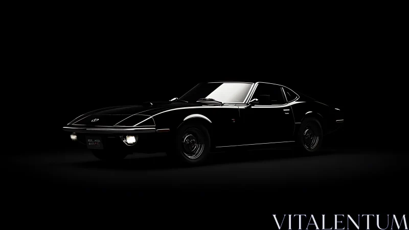 Black classic coupe isolated in studio style low key lighting