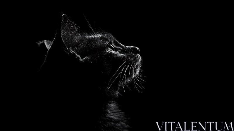 Feline Profile Illumination: High-Contrast Chiaroscuro Study