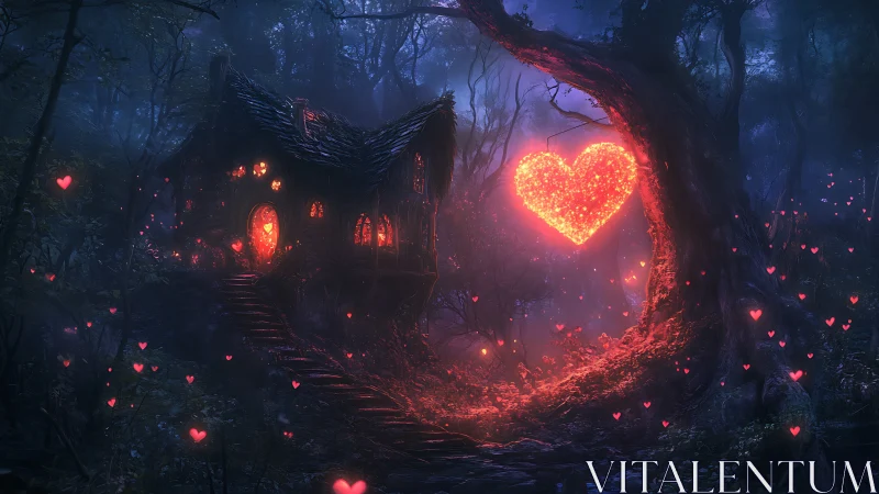 Luminous Heart Portal in Enchanted Forest Sanctuary.