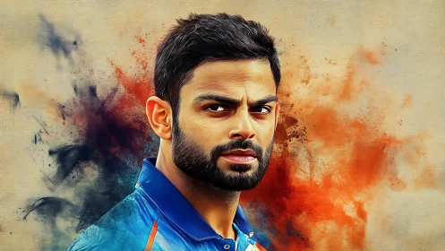 Digital portrait of focused male athlete in chromatic burst.