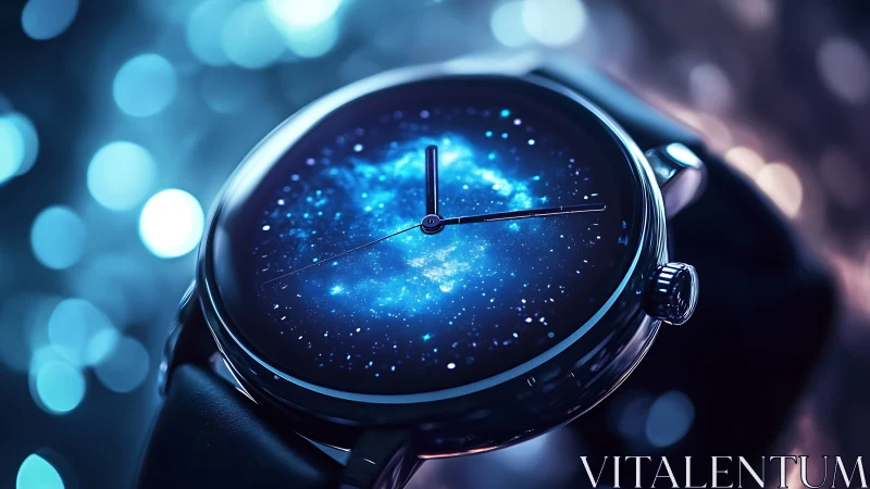 High-gloss wristwatch dial integrates deep-space nebula display