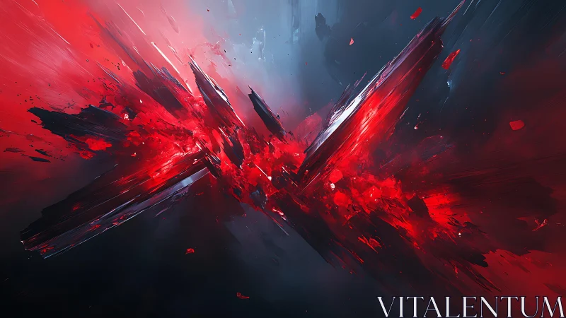 Striking Abstract Red and Black Digital Art with Dynamic Motion.