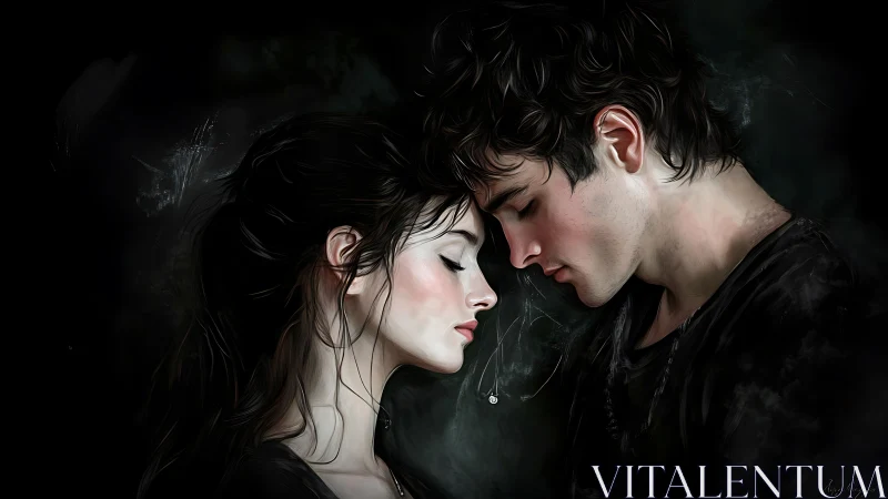 Intimate Portrait: Two Figures in Dramatic Chiaroscuro.