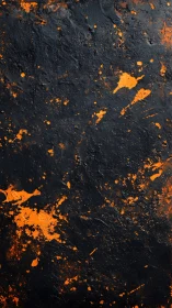 Textured black surface with vivid orange paint splatter pattern.