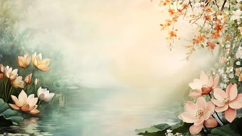 Lotus Dreams: A Gentle Garden by Still Water.