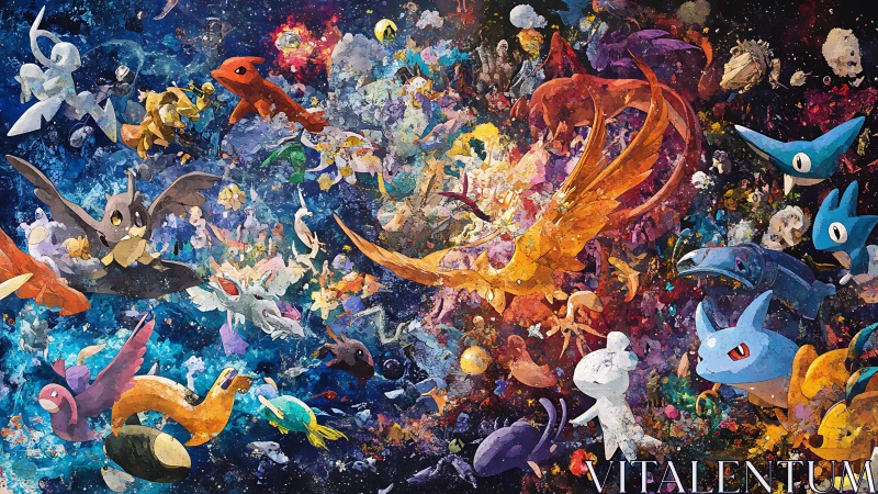 Cosmic creature nebula swirling in explosive color fields.