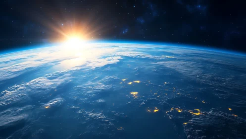 Glowing sunrise gently wraps Earth’s blue horizon in light