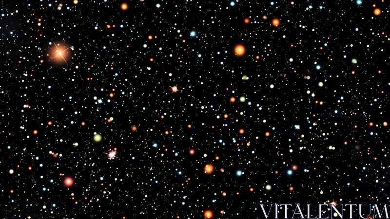 Star field shows dense multicolored points on black sky