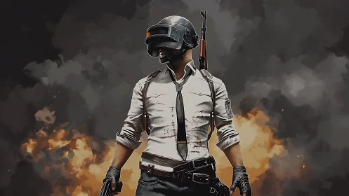 Battle royale soldier in stylized digital combat portrait.