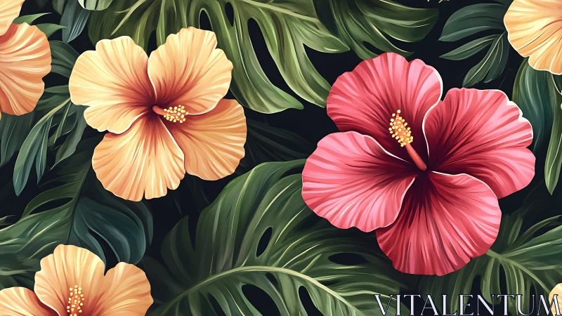 Tropical Hibiscus Garden in Bloom