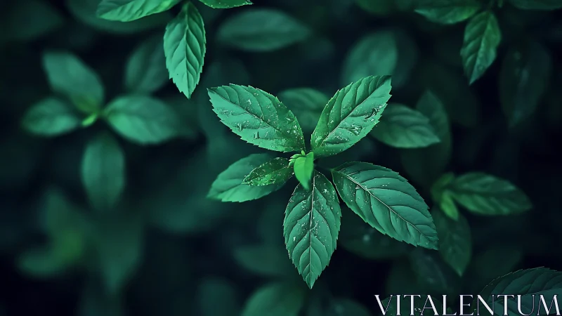 Gentle green leaves rest softly in a calm forest hush