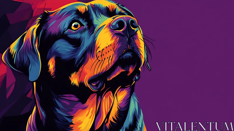 Neon hound lifts a stargazing snout into ultraviolet quiet