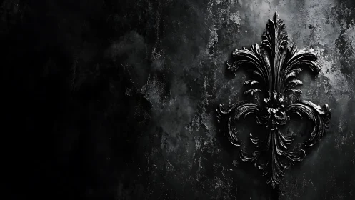 Baroque fleur de lis in high contrast monochrome relief.