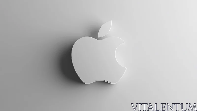 Minimalist Apple Logo Rendered in Grayscale 3D.