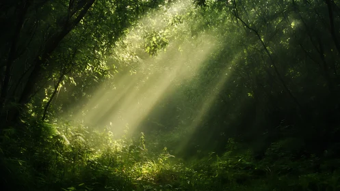Sunlight Dancing Through the Forest Canopy