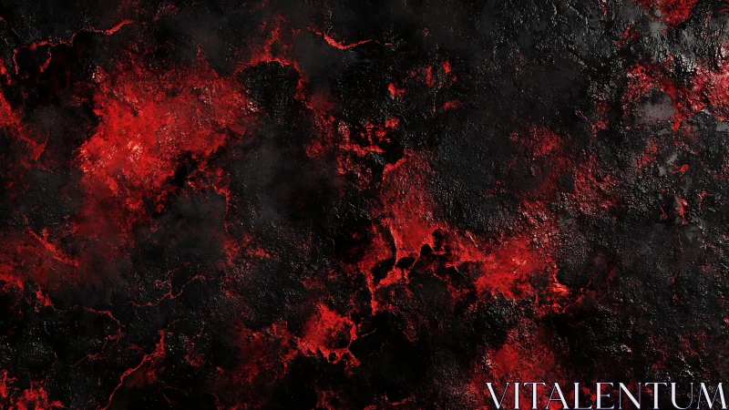 Red and black textured surface shows glowing molten pattern