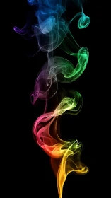Chromatic smoke column with gradient illumination on black field